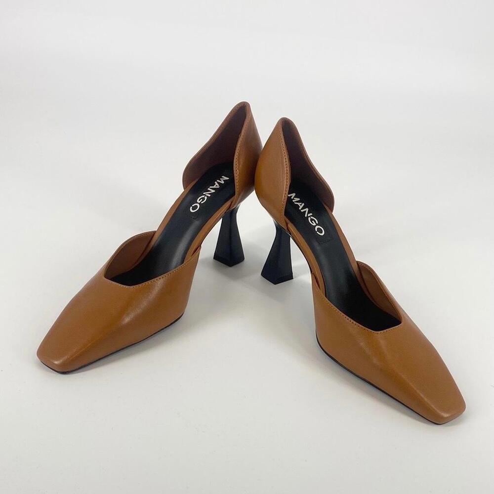 Mango Brown Square Toe Heels - Stylish and Chic